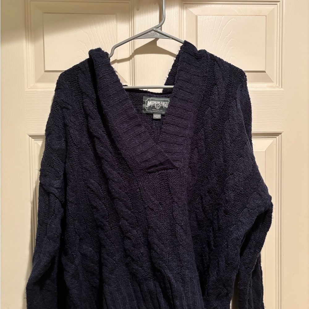 American Eagle Navy Hooded Sweater - XS